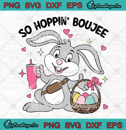 So Hoppin' Boujee Easter Bunny SVG - Retro Cute Easter Day SVG PNG, Cricut File