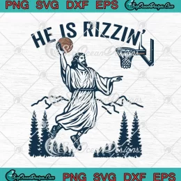 Vintage He Is Rizzin' SVG - Basketball Jesus Retro SVG - Easter Christian SVG PNG, Cricut File