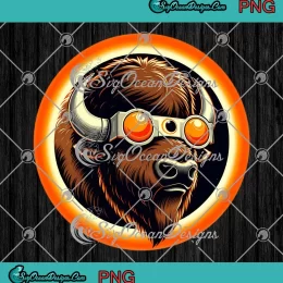American Bison Wearing Glasses PNG - Solar Eclipse USA 2024 PNG JPG Clipart, Digital Download