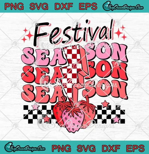 Checkered Lightning Festival Season SVG - Strawberry Fruit Lovers SVG PNG, Cricut File