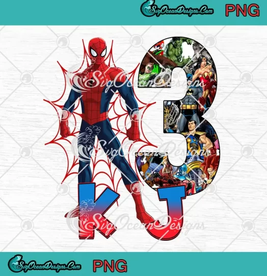 Custom Name Spider-Man Birthday PNG - 3th Marvel Birthday Boys PNG JPG Clipart, Digital Download