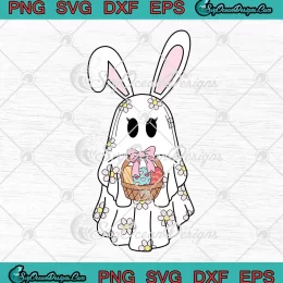 Cute Bunny Easter Ghost SVG - Easter Eggs SVG - Happy Easter Day SVG PNG, Cricut File