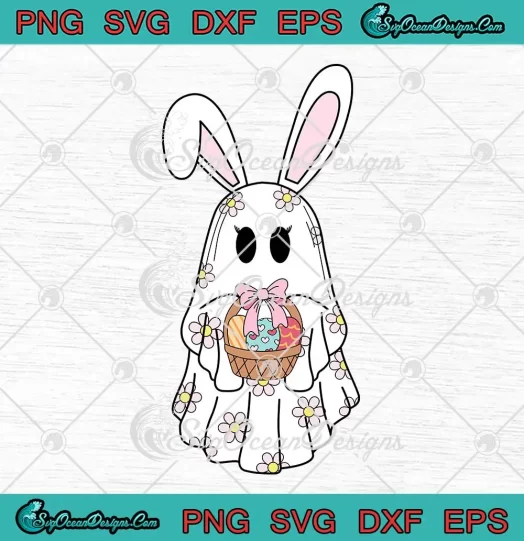 Cute Bunny Easter Ghost SVG - Easter Eggs SVG - Happy Easter Day SVG PNG, Cricut File