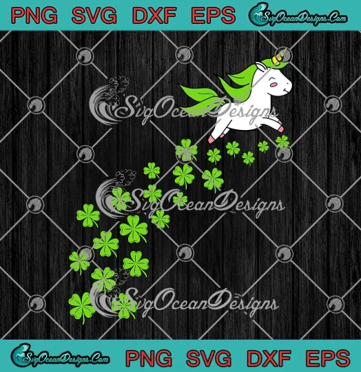 Cute Unicorn Shamrock Clover SVG - Happy St. Patrick's Day SVG PNG, Cricut File