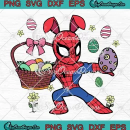 Funny Spider Man Happy Easter SVG - Spider Man Bunny Ears SVG PNG, Cricut File