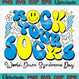 Groovy Retro Rock Your Socks SVG - World Down Syndrome Day SVG PNG, Cricut File
