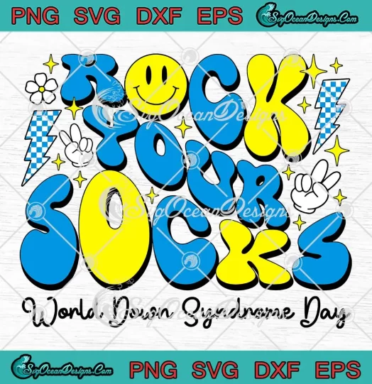 Groovy Retro Rock Your Socks SVG - World Down Syndrome Day SVG PNG, Cricut File