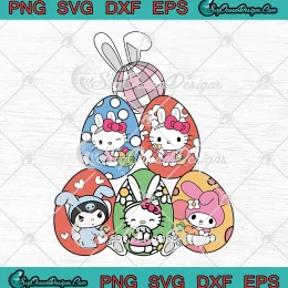 Hello Kitty Bunny Easter Eggs SVG - Happy Easter Day SVG PNG, Cricut File