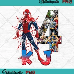 KJ Spider-Man Custom Birthday PNG - 4th Marvel Birthday Boys PNG JPG Clipart, Digital Download