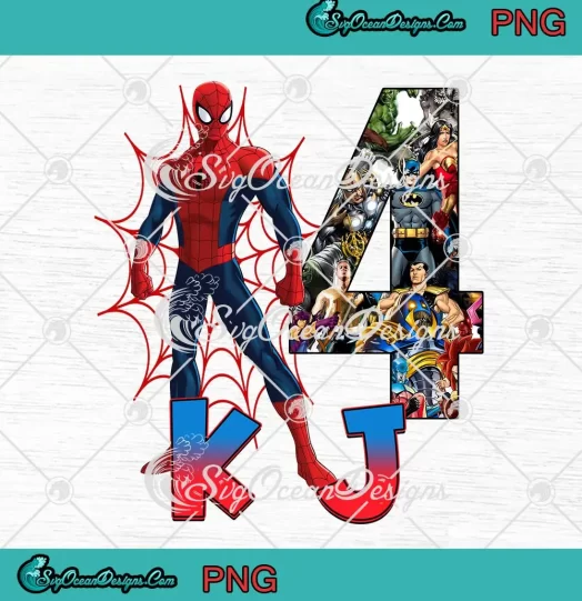 KJ Spider-Man Custom Birthday PNG - 4th Marvel Birthday Boys PNG JPG Clipart, Digital Download