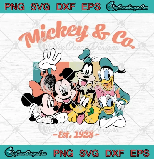 Mickey And Co Est. 1928 Vintage SVG - Cute Disney Mickey And Friends SVG PNG, Cricut File
