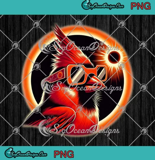 Northern Cardinal Wearing Glasses PNG - Solar Eclipse USA 2024 PNG JPG Clipart, Digital Download