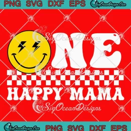 One Happy Mama Groovy Retro SVG - 1st Birthday SVG - Family Matching SVG PNG, Cricut File