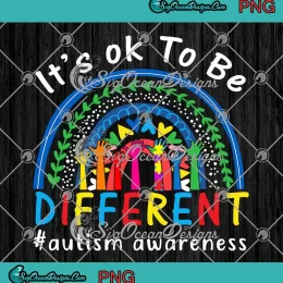 Rainbow It's Ok To Be Different PNG - Autism Awareness PNG JPG Clipart, Digital Download