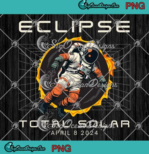 Retro Astronaut Solar Eclipse PNG - Total Solar Eclipse 2024 PNG JPG Clipart, Digital Download