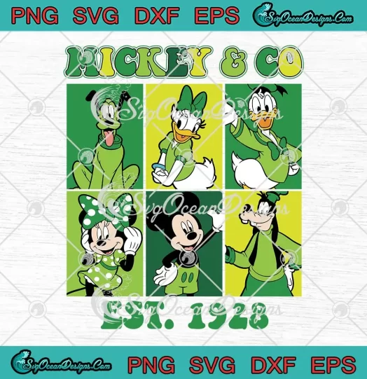 Retro Mickey And Co Est. 1928 SVG - Disney Patrick's Day SVG PNG, Cricut File