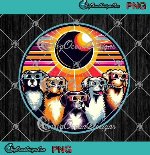 Retro Solar Eclipse Dogs Glasses PNG - Solar Eclipse Vintage PNG JPG Clipart, Digital Download