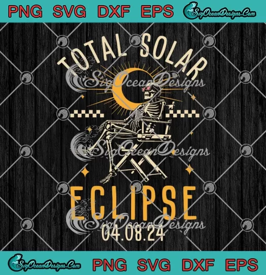Skeleton Total Solar Eclipse 2024 SVG - Funny Full Moon Event SVG PNG, Cricut File