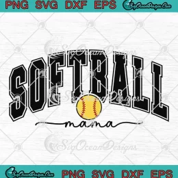 Softball Mama Retro Varsity Mom SVG - Mother's Day SVG PNG, Cricut File
