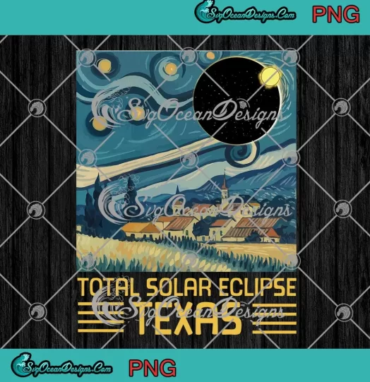 Starry Night Painting PNG - Total Solar Eclipse Texas 2024 PNG JPG Clipart, Digital Download