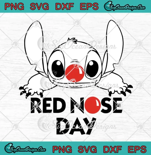 Stitch Red Nose Day Funny SVG - Ohana Disney Stitch SVG PNG, Cricut File