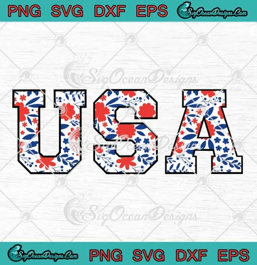 USA Flowers Retro America SVG - 4th Of July SVG - Independence Day SVG PNG, Cricut File