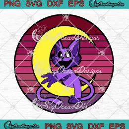 Vintage Smiling Cat Catnap Meme SVG - Funny Cat Purple Catnap SVG - Dogday Lover SVG PNG, Cricut File