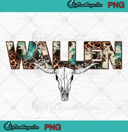 Wallen Bull Skull Graphic Art PNG - Retro Western Country Music PNG JPG Clipart, Digital Download