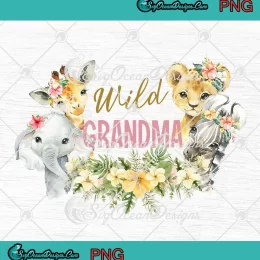 Wild Grandma Baby Safari Animals PNG - Family Party Birthday Gift PNG JPG Clipart, Digital Download