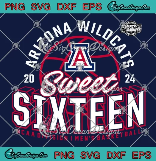 2024 Arizona Wildcats SVG - Sweet Sixteen SVG - NCAA Division I Men's Basketball SVG PNG, Cricut File