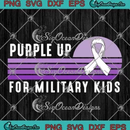 Child Month Adults Sunset Ribbon SVG - Purple Up For Military Kids SVG PNG, Cricut File