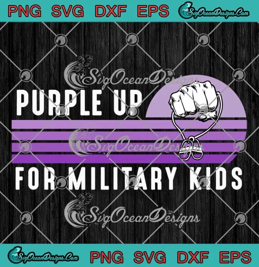Child Month Hand Sunset Adults SVG - Retro Purple Up For Military Kids SVG PNG, Cricut File