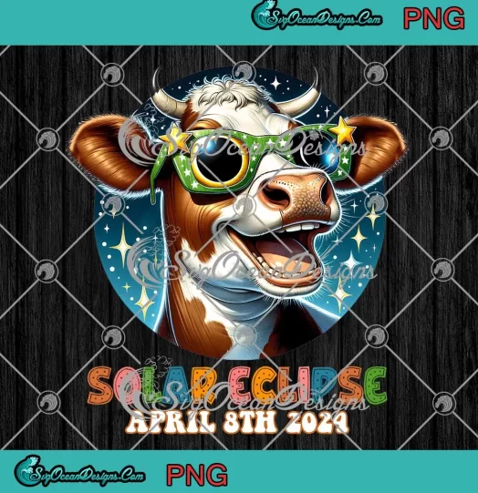 Cow With Sunglasses PNG - Solar Eclipse 2024 PNG JPG Clipart, Digital Download