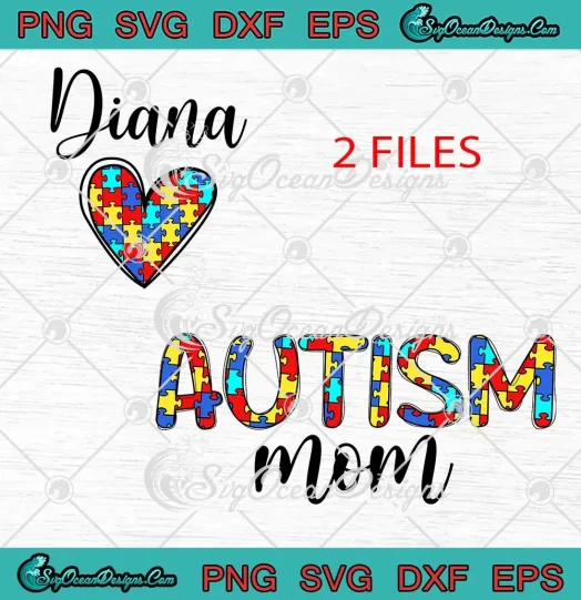 Custom Name Autism Mom Puzzle SVG - Autism Awareness SVG PNG, Cricut File