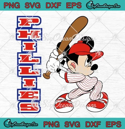 Disney Mickey Philadelphia Phillies SVG - MLB Baseball Swing Logo SVG PNG, Cricut File