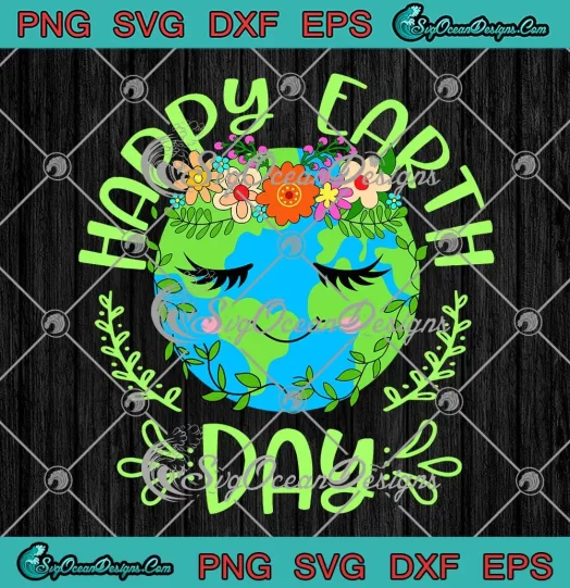 Happy Earth Day 2024 SVG - Cute Planet Earth Floral SVG PNG, Cricut File