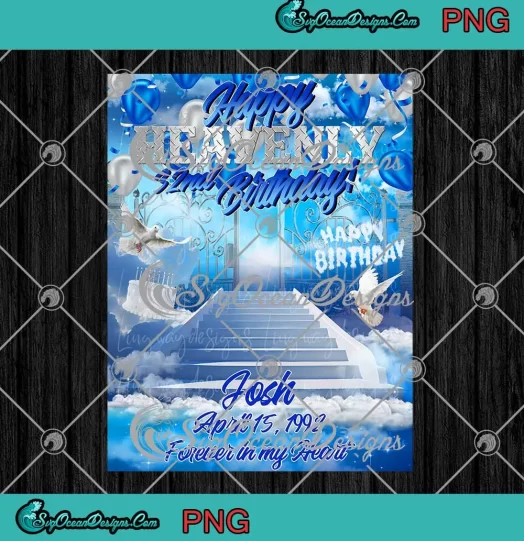 Happy Heavenly Birthday PNG - Forever In My Heart PNG JPG Clipart, Digital Download