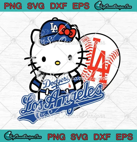 Hello Kitty LA Dodgers Baseball SVG - Funny Hello Kitty Dodgers SVG PNG, Cricut File