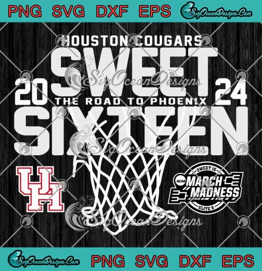 Houston Cougars Sweet 16 2024 SVG - March Madness Basketball SVG PNG, Cricut File