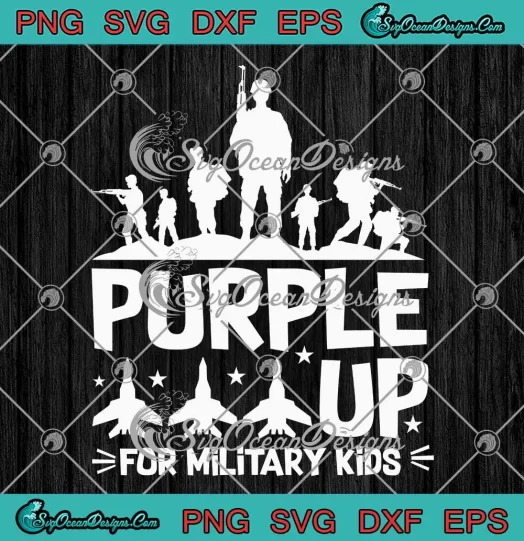 Retro Purple Up For Military Kids SVG - Military Child Month SVG PNG, Cricut File