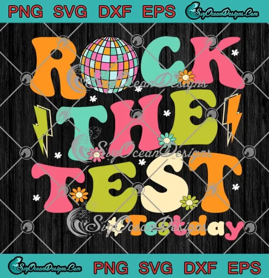 Rock The Test Testing Day Retro SVG - Motivational Teacher Students SVG PNG, Cricut File