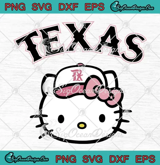 Texas Rangers Kitty Baseball Gift SVG - Hello Kitty x Texas Rangers SVG PNG, Cricut File