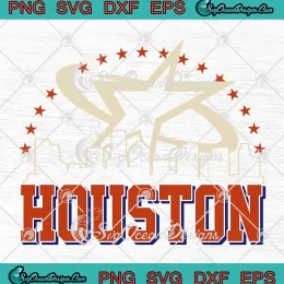 Vintage Houston Stars City Skyline SVG - Retro Astros Name Personalized SVG PNG, Cricut File