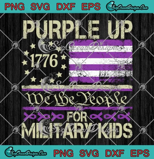 Vintage Purple Up For Military Kids SVG - We The People 1776 SVG - Military Child SVG PNG, Cricut File