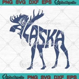 Alaska Moose Word SVG - Alaska Moose Vintage SVG PNG, Cricut File