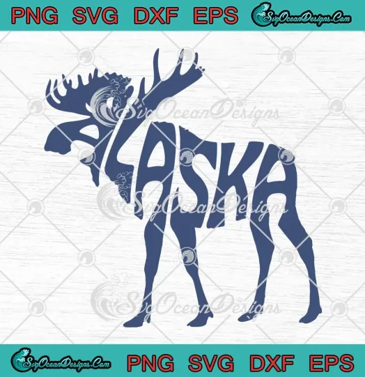 Alaska Moose Word SVG - Alaska Moose Vintage SVG PNG, Cricut File