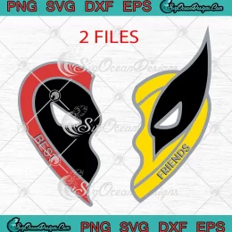 Deadpool And Wolverine Best Friends SVG - Marvel Studios Half Heart SVG PNG, Cricut File