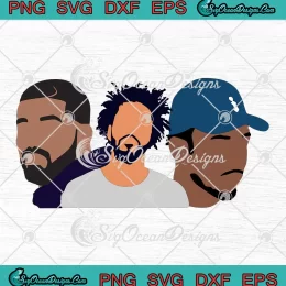 Drake J. Cole And Kendrick Lamar SVG - Retro Rapper Stars SVG PNG, Cricut File