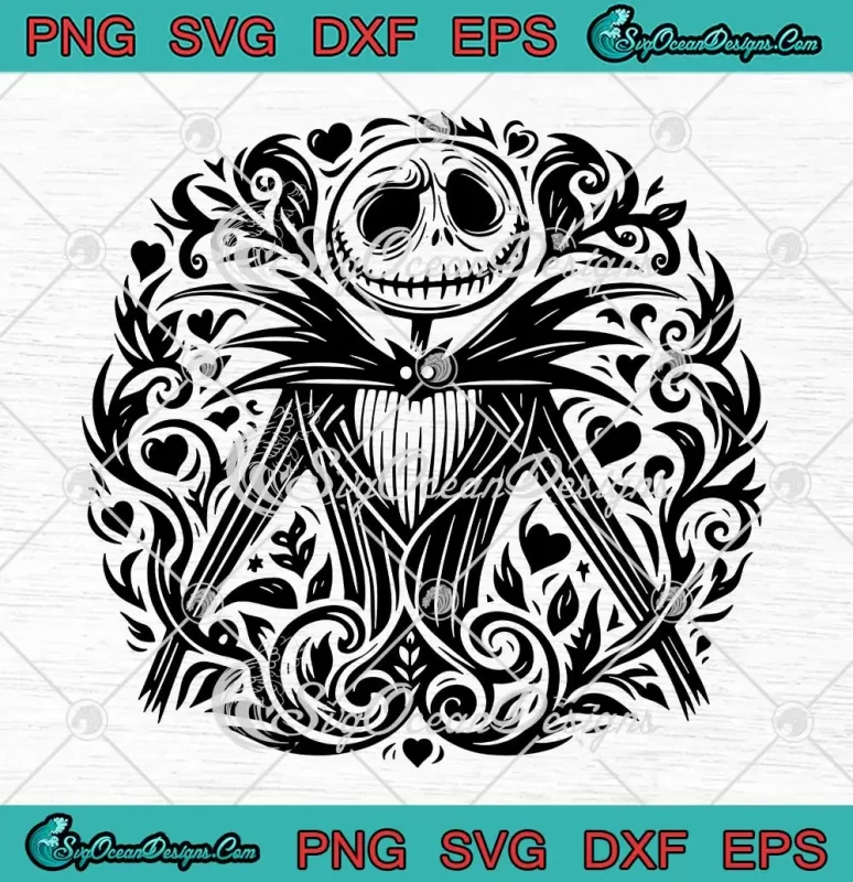 Floral Jack Skellington Movie SVG - The Nightmare Before Christmas SVG ...