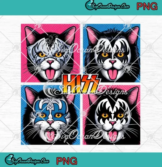 Funny Cat Hiss Rock And Roll PNG - Hiss Music Cat Band Graphic PNG JPG Clipart, Digital Download